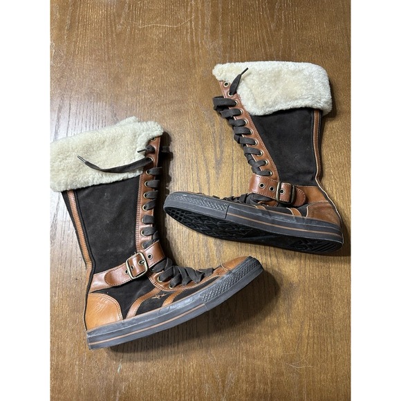 Converse CTAS‎ XXHI Star 70 Leather Brown Calf Knee High Sneaker Boot M 9 W 11 - Picture 1 of 12